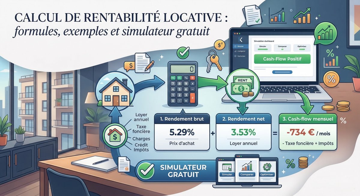 Calcul de rentabilité locative : formules, exemples et simulateur gratuit